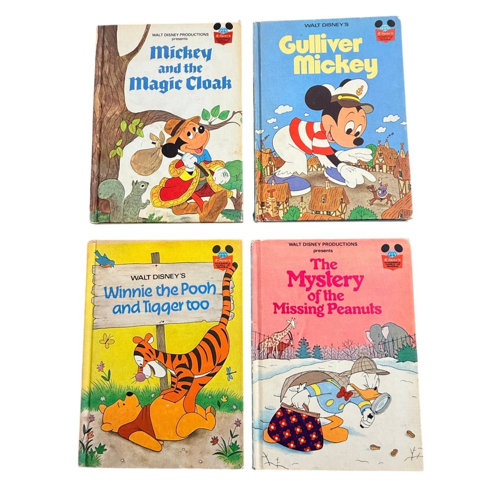 Vintage Disney Wonderful World of Reading HC Book Lot Mickey Pooh Donald 4 Books